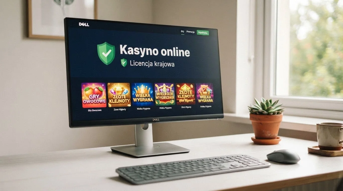 Strona główna Total Casino na ekranie komputera — logo Totalizatora Sportowego i komunikat o legalności