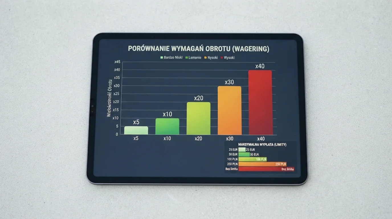 Tabela porównawcza ofert kasyn z darmowymi spinami — kolumny z nazwą kasyna, wagerem, limitem wypłaty i czasem ważności