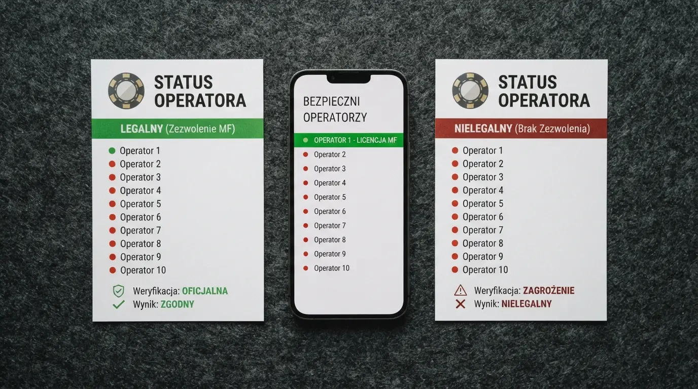 Zestawienie kart operatorskich dziesięciu kasyn online z wyróżnionym statusem prawnym każdego z nich